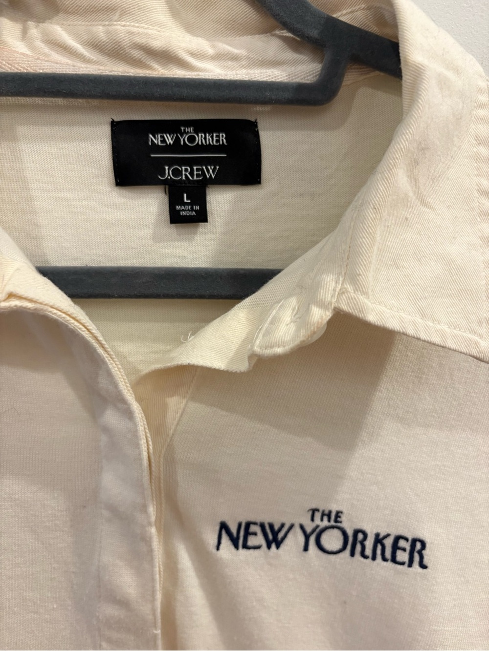 J Crew x The New Yorker Cream & Navy Rugby Shirt- Rare - Picture 2 of 5